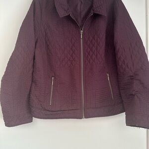 Purple Quilted Puffer Jacket with Zipper